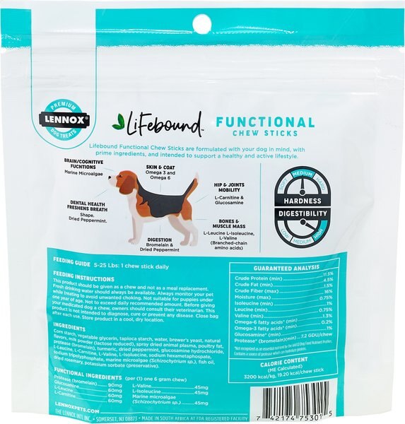 Lennox Lifebound Functional Chew Sticks Small Dog Chew Treats, 24 count