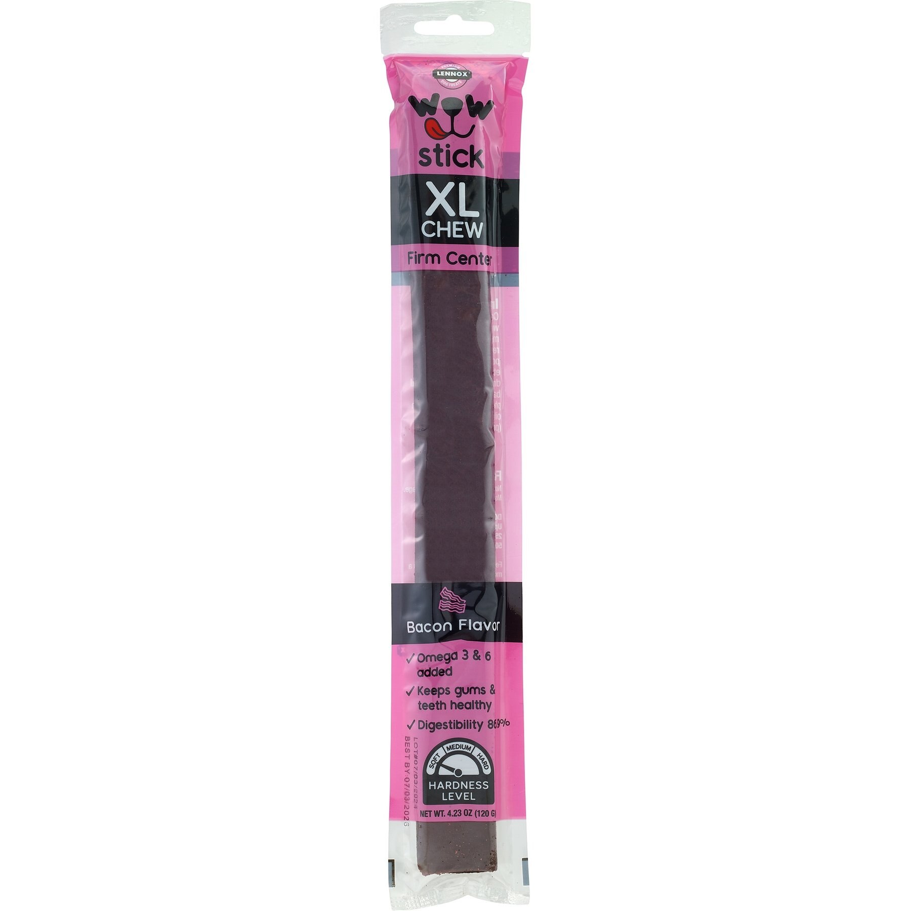 Lennox Wow Stick X-Large Firm Center Bacon Flavor Dog Chew Treat, 1 count