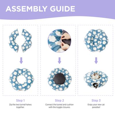 Show full view: Lesure 2-in-1 Cat Tunnel Bed, Blue, Standard slide 6 of 9