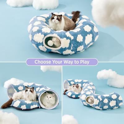 Show full view: Lesure 2-in-1 Cat Tunnel Bed, Blue, Standard slide 3 of 9