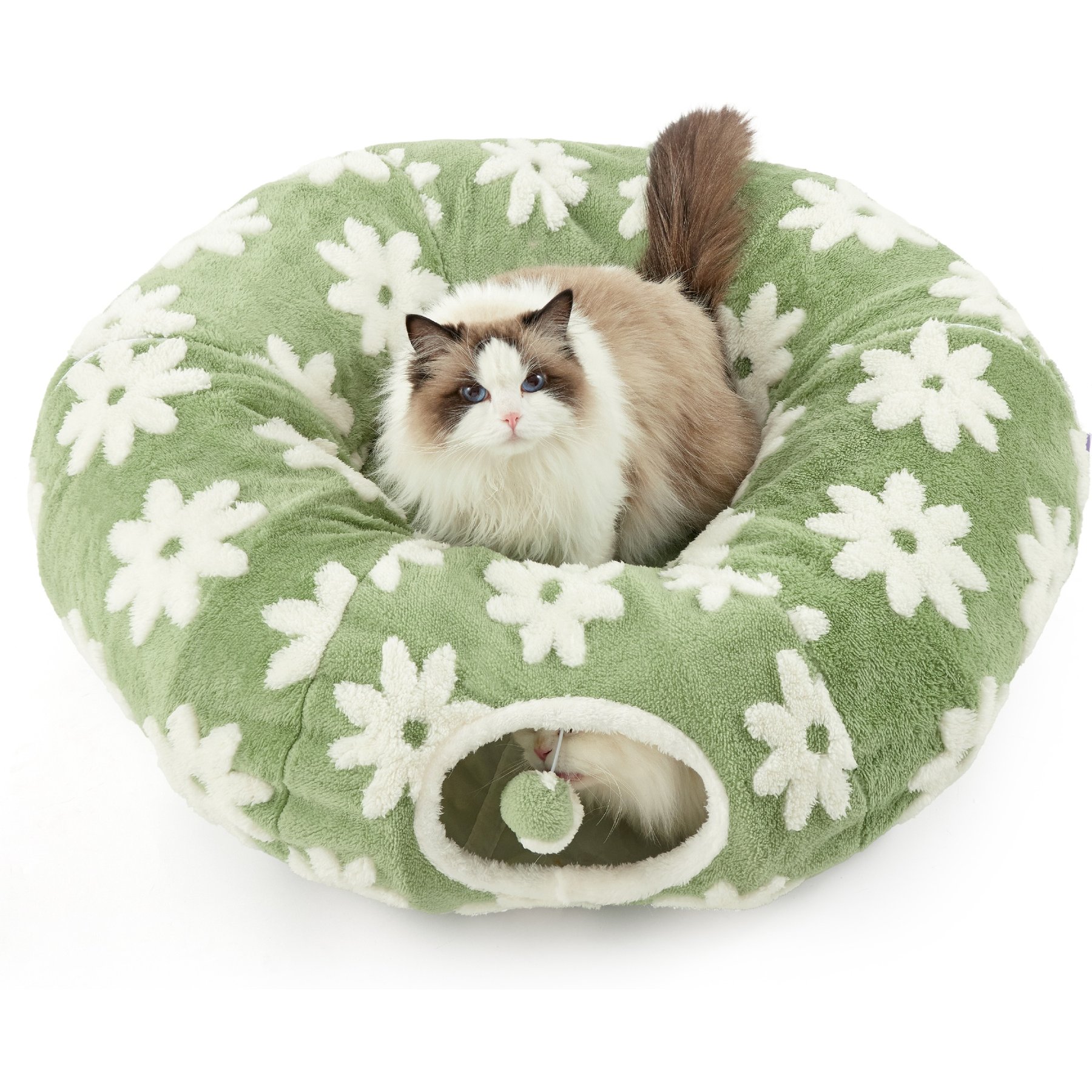Lesure 2-in-1 Cat Tunnel Bed, Green, Standard