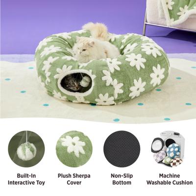 Show full view: Lesure 2-in-1 Cat Tunnel Bed, Green, Standard slide 4 of 9