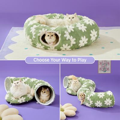 Show full view: Lesure 2-in-1 Cat Tunnel Bed, Green, Standard slide 3 of 9