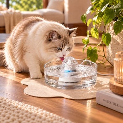 Lesure Lesure Automatic Glass Cat Water Fountain, Transparent, 91-oz