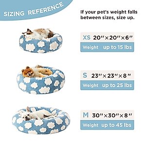 Lesure Calming Cute Modern Plush Jacquard Shaggy Orthopedic Anti-Slip Donut Dog & Cat Bed with Removable Cover, Blue, Medium