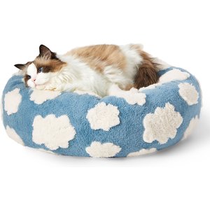 Lesure Calming Cute Modern Plush Jacquard Shaggy Orthopedic Anti-Slip Donut Dog & Cat Bed with Removable Cover