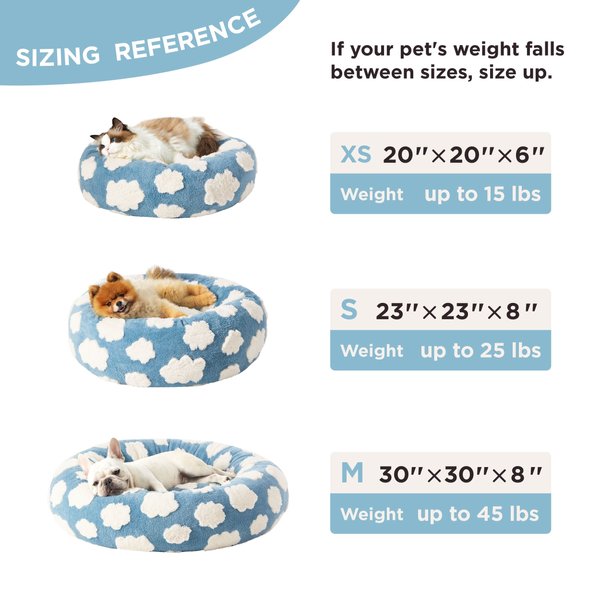 Show full view: Lesure Calming Cute Modern Plush Jacquard Shaggy Orthopedic Anti-Slip Donut Dog & Cat Bed with Removable Cover, Blue, X-Small slide 5 of 9