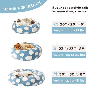 Show full view: Lesure Calming Cute Modern Plush Jacquard Shaggy Orthopedic Anti-Slip Donut Dog & Cat Bed with Removable Cover, Blue, X-Small slide 6 of 10