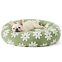 Lesure Calming Cute Modern Plush Jacquard Shaggy Orthopedic Anti-Slip Donut Dog & Cat Bed with Removable Cover, Green, Medium