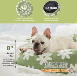 Lesure Calming Cute Modern Plush Jacquard Shaggy Orthopedic Anti-Slip Donut Dog & Cat Bed with Removable Cover, Green, Medium slide 2 of 6