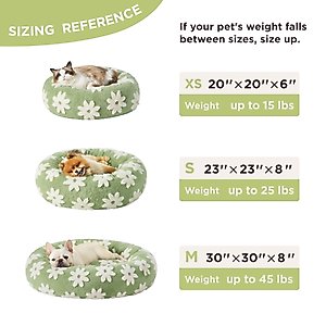 Lesure Calming Cute Modern Plush Jacquard Shaggy Orthopedic Anti-Slip Donut Dog & Cat Bed with Removable Cover, Green, Medium