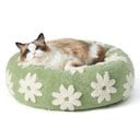 Lesure Calming Cute Modern Plush Jacquard Shaggy Orthopedic Anti-Slip Donut Dog & Cat Bed with Removable Cover, Green, X-Small