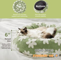 Lesure Calming Cute Modern Plush Jacquard Shaggy Orthopedic Anti-Slip Donut Dog & Cat Bed with Removable Cover, Green, X-Small slide 2 of 6