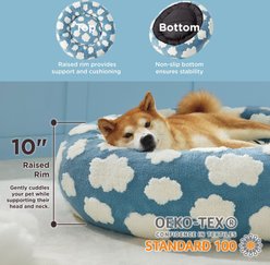 Lesure Calming Cute Modern Plush Jacquard Shaggy Orthopedic Anti-Slip Donut Dog & Cat Bed with Removable Cover, Large, Blue slide 2 of 6