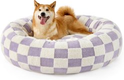 Lesure Calming Cute Modern Plush Jacquard Shaggy Orthopedic Anti-Slip Donut Dog & Cat Bed with Removable Cover, Large, Purple slide 1 of 6
