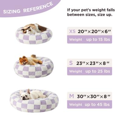Show full view: Lesure Calming Cute Modern Plush Jacquard Shaggy Orthopedic Anti-Slip Donut Dog & Cat Bed with Removable Cover, Purple, Medium slide 5 of 9