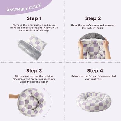 Show full view: Lesure Calming Cute Modern Plush Jacquard Shaggy Orthopedic Anti-Slip Donut Dog & Cat Bed with Removable Cover, Purple, Medium slide 6 of 9