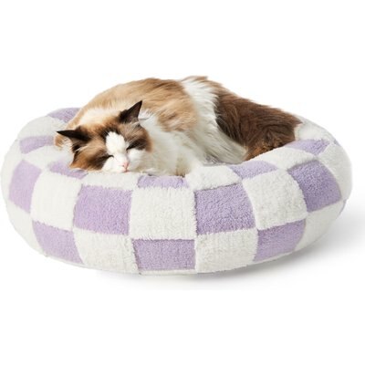 Lesure Lesure Calming Cute Modern Plush Jacquard Shaggy Orthopedic Anti-Slip Donut Dog & Cat Bed with Removable Cover, Purple, X-Small