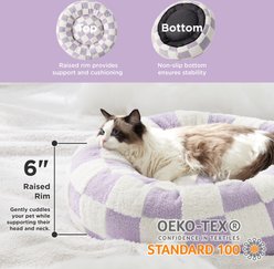 Lesure Calming Cute Modern Plush Jacquard Shaggy Orthopedic Anti-Slip Donut Dog & Cat Bed with Removable Cover, Purple, X-Small slide 2 of 6