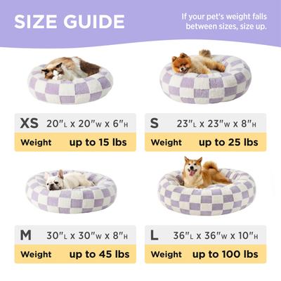 Show full view: Lesure Calming Cute Modern Plush Jacquard Shaggy Orthopedic Anti-Slip Donut Dog & Cat Bed with Removable Cover, Purple, X-Small slide 5 of 9