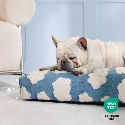 Show full view: Lesure Cute Modern Fuzzy Plush Thick Shredded Chopped Foam Bolster Anti-Slip Dog & Cat Bed with Removable Cover, Blue, Large slide 4 of 9