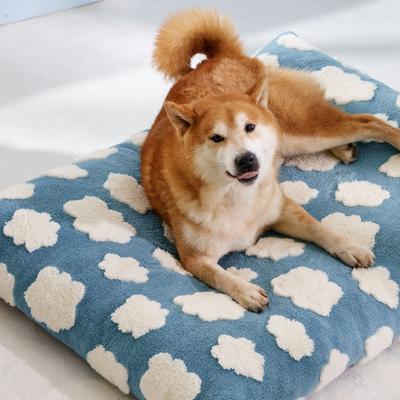 Show full view: Lesure Cute Modern Fuzzy Plush Thick Shredded Chopped Foam Bolster Anti-Slip Dog & Cat Bed with Removable Cover, Blue, Large slide 6 of 9