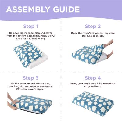 Show full view: Lesure Cute Modern Fuzzy Plush Thick Shredded Chopped Foam Bolster Anti-Slip Dog & Cat Bed with Removable Cover, Blue, Large slide 5 of 9