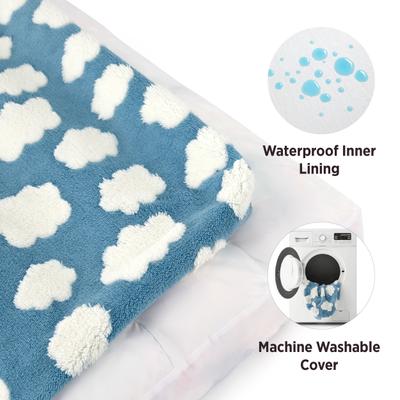 Show full view: Lesure Cute Modern Fuzzy Plush Thick Shredded Chopped Foam Bolster Anti-Slip Dog & Cat Bed with Removable Cover, Blue, Medium slide 4 of 10