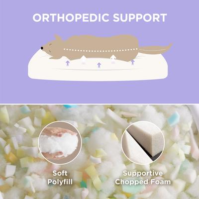 Show full view: Lesure Cute Modern Fuzzy Plush Thick Shredded Chopped Foam Bolster Anti-Slip Dog & Cat Bed with Removable Cover, Blue, Medium slide 3 of 10