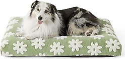 Lesure Cute Modern Fuzzy Plush Thick Shredded Chopped Foam Bolster Anti-Slip Dog & Cat Bed with Removable Cover, Green, X-Large
