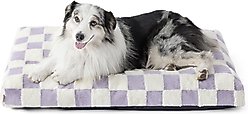 Lesure Cute Modern Fuzzy Plush Thick Shredded Chopped Foam Bolster Anti-Slip Dog & Cat Bed with Removable Cover, Purple, X-Large