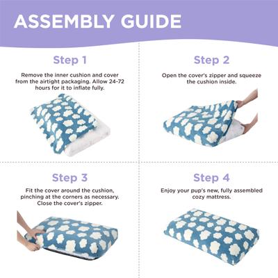 Show full view: Lesure Cute Modern Fuzzy Plush Thick Shredded Chopped Foam Bolster Anti-Slip Dog & Cat Bed with Removable Cover, Purple, X-Large slide 6 of 8