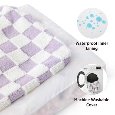 Show full view: Lesure Cute Modern Fuzzy Plush Thick Shredded Chopped Foam Bolster Anti-Slip Dog & Cat Bed with Removable Cover, Purple, X-Large slide 3 of 8