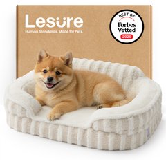 Lesure High-Back Orthopedic Dog Sofa Bed, Beige, Small