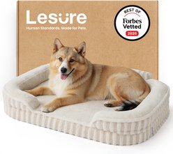 Lesure High-Back Orthopedic Dog Sofa Bed, Beige, X-Large