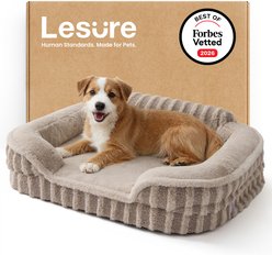 Lesure High-Back Orthopedic Dog Sofa Bed, Camel, Medium slide 1 of 8