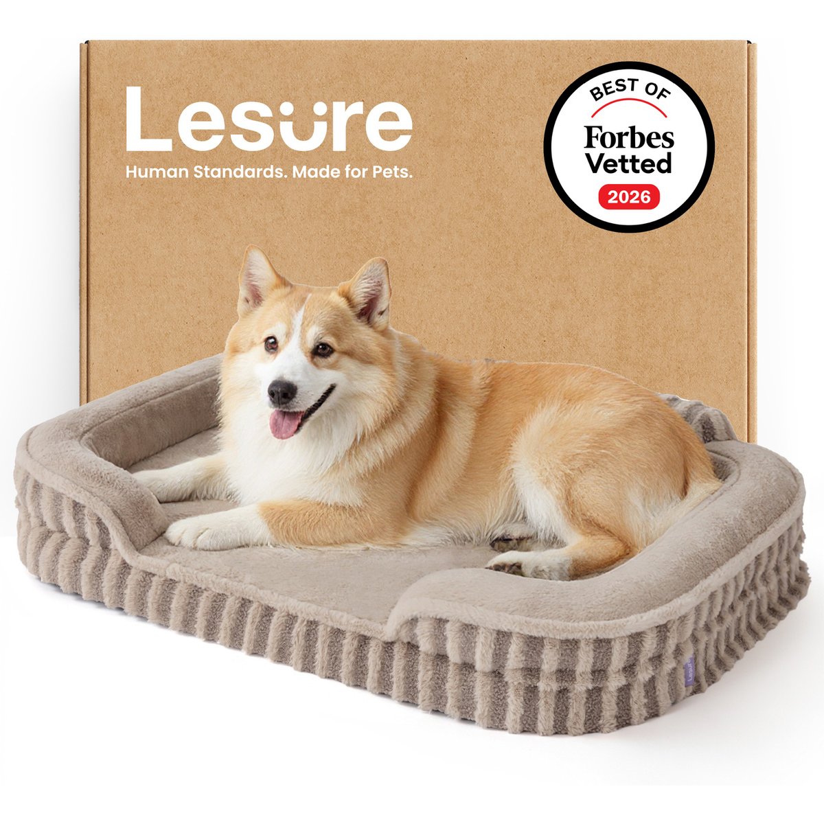 Lesure High-Back Orthopedic Dog & Cat Sofa Bed, Camel, X-Large