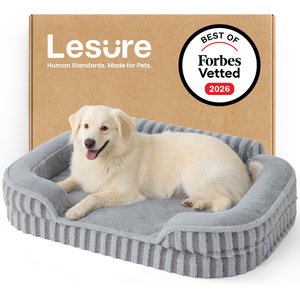 Lesure High-Back Orthopedic Dog Sofa Bed, Grey, Large