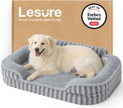 Lesure High-Back Orthopedic Dog Sofa Bed, Grey, Large slide 1 of 8