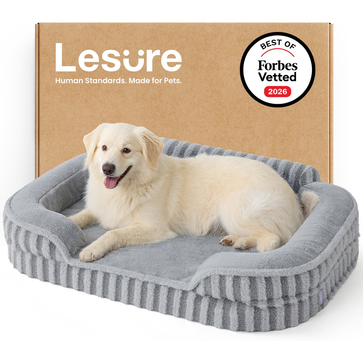 Lesure High-Back Orthopedic Dog & Cat Sofa Bed, Grey, Large