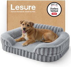 Lesure High-Back Orthopedic Dog Sofa Bed, Grey, Medium slide 1 of 8