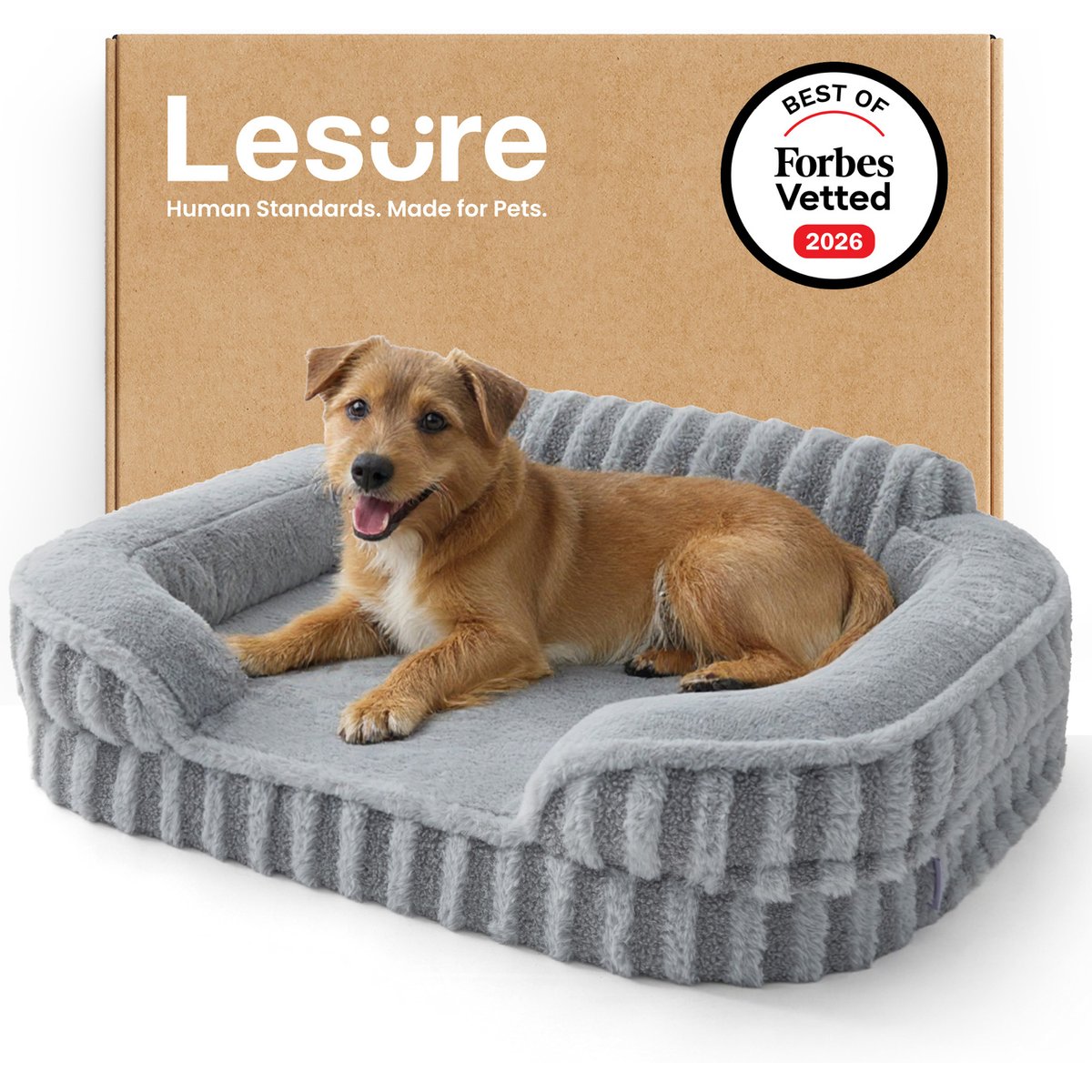 Lesure High-Back Orthopedic Dog & Cat Sofa Bed, Grey, Medium