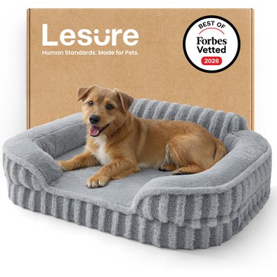 Lesure Lesure High-Back Orthopedic Dog & Cat Sofa Bed, Grey, Medium