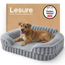 Lesure High-Back Orthopedic Dog Sofa Bed, Grey, Medium