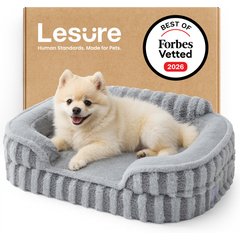 Lesure High-Back Orthopedic Dog Sofa Bed, Grey, Small
