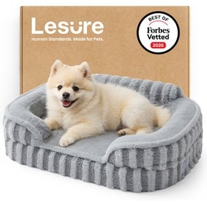 Lesure High-Back Orthopedic Dog & Cat Sofa Bed, Grey, Small