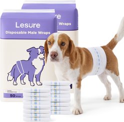 Lesure Super Rapid-Dry 360° Leakproof Breathable Wraps Disposable Male Dog Diapers, Medium, 50 count