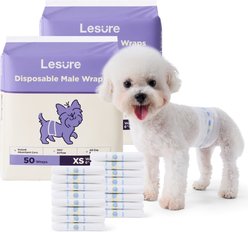 Lesure Super Rapid-Dry 360° Leakproof Breathable Wraps Disposable Male Dog Diapers, X-Small, 50 count
