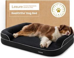 Lesure RealOrtho 3-Layer Orthopedic & Memory Foam Sofa with Removable Cover Dog Bed, Black, X-Large