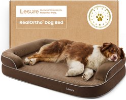 Lesure RealOrtho 3-Layer Orthopedic & Memory Foam Sofa with Removable Cover Dog Bed, Brown, X-Large